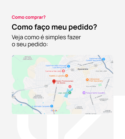 Passo a passo de atendimento comercial com mapa de localização e etapas do pedido